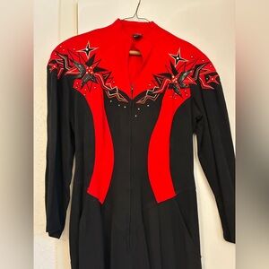Red and Black Starburst Women's Jumpsuit